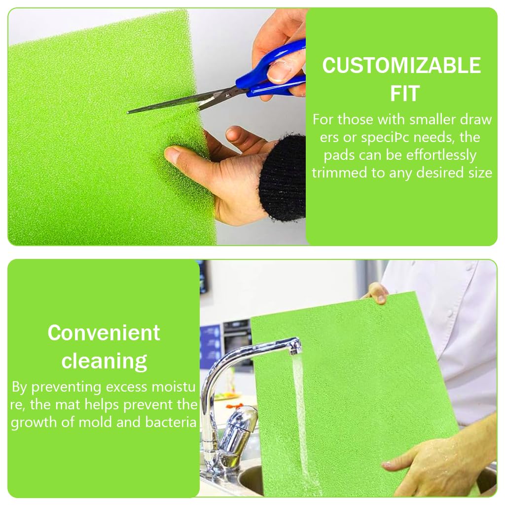 Supvox Fridge Mat Set for Refrigerator Drawer Protection with 12x15 in Waterproof Polypropylene | Pack of 5 Green Anti Bacterial Liners