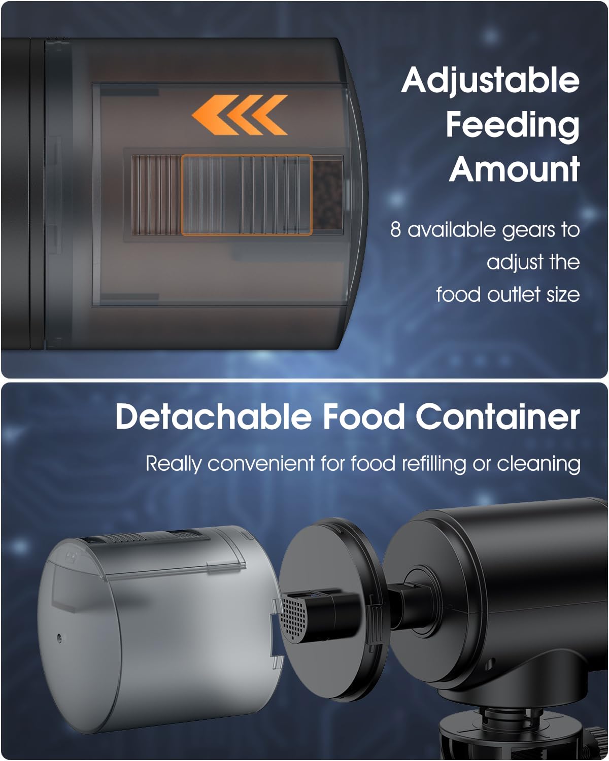 Qpets Automatic Fish Feeder for Aquariums with 200ml Capacity and Moisture Proof Lid | Adjustable Feeding Timer