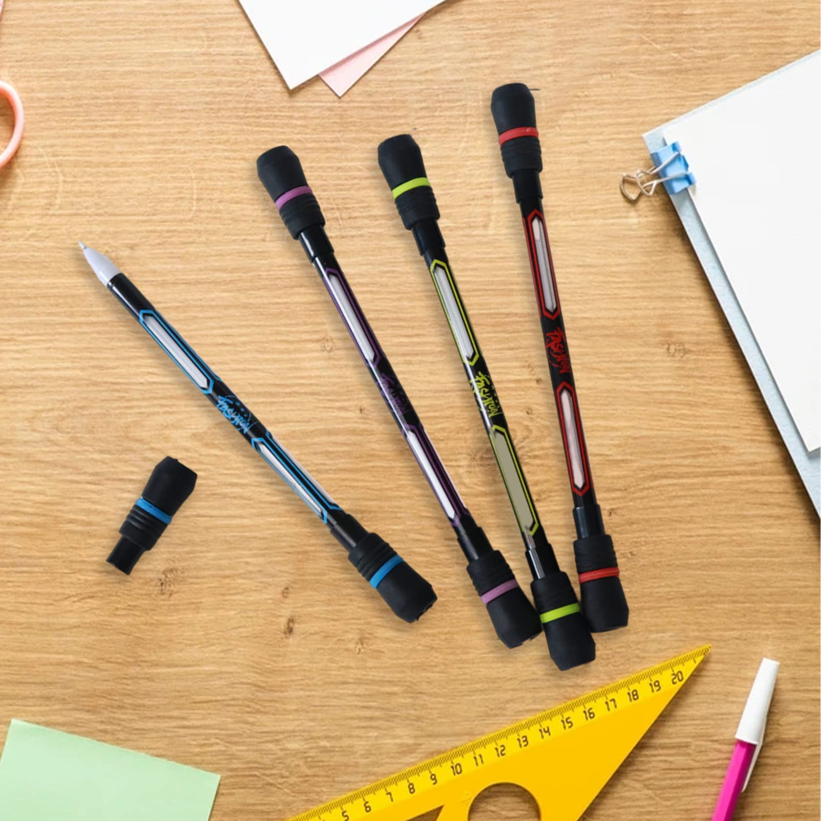 Zibuyu Spinning Pen Set for Stress Relief and Smooth Writing with 0.5mm Fine Tip | 4 Pcs