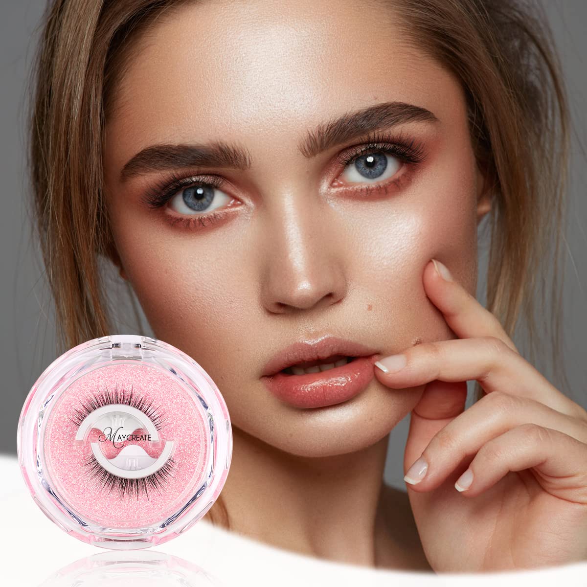 MAYCREATE False Eyelashes for Daily and Party Looks featuring Self Adhesive 10mm Soft Faux Lashes | Reusable Waterproof Eye Makeup for Women