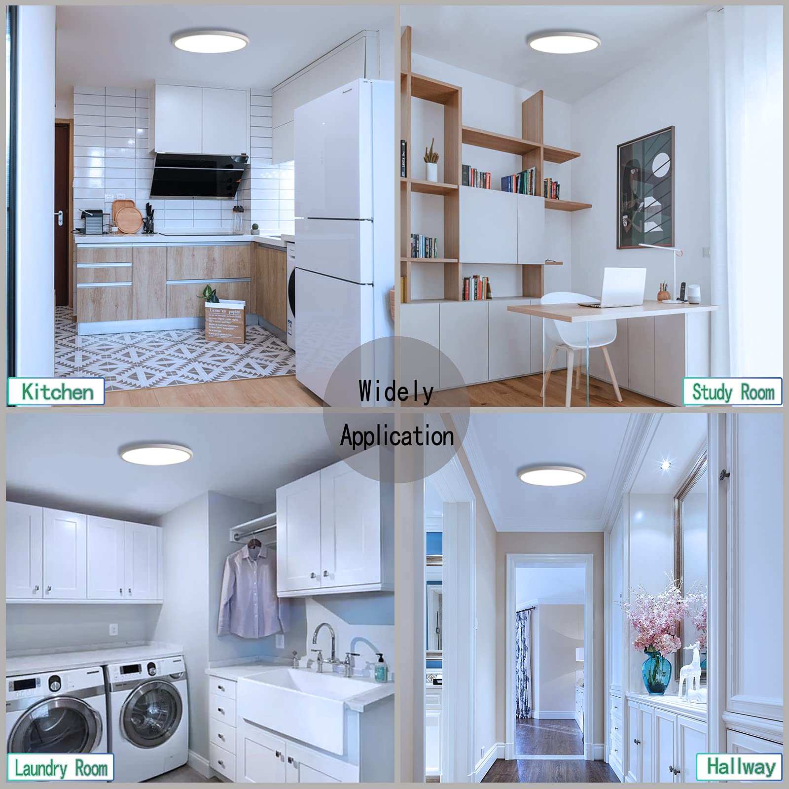 ELEPHANTBOAT LED Ceiling Light for Living Room with 9 inch Ultra Thin Design and 24W Bright 6500K White | Fireproof PC Housing