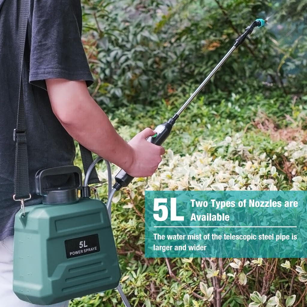 HASTHIP® 5L Electric Agriculture Sprayer - with Watering Can & 3m Pipe & 2 Nozzles - USB Rechargeable Sprayer Pump - Portable Sprayer with Telescopic Wand for Gardening Greenhouse Planting Bush Flower