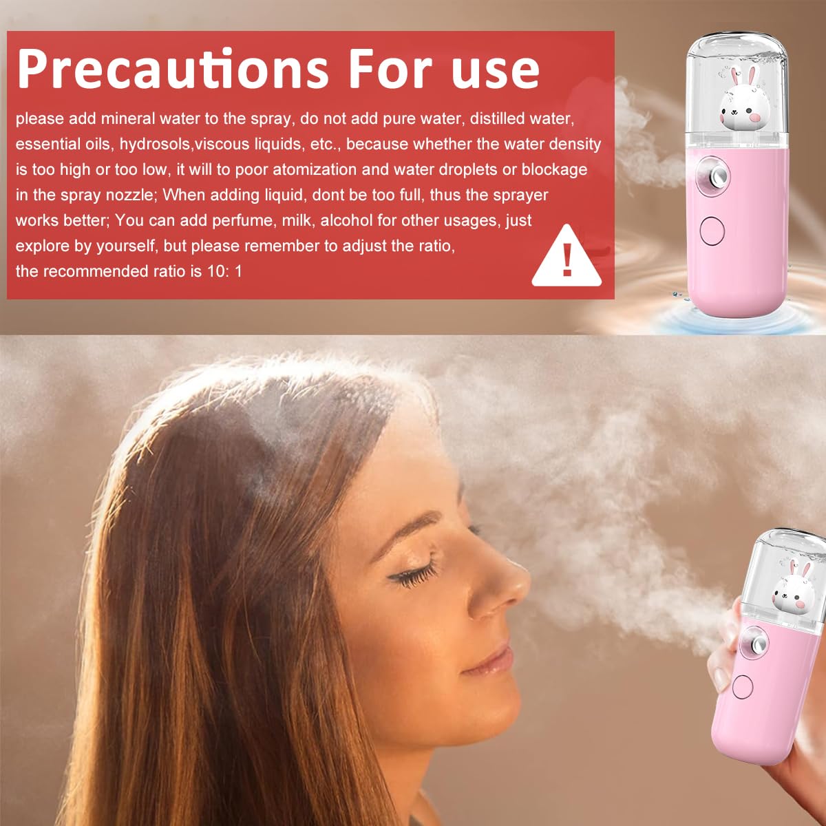 Venzina Mini Nano Facial Mist Sprayer for Skin Hydration with 30ml Tank and USB Rechargeable Design | Portable White Steamer