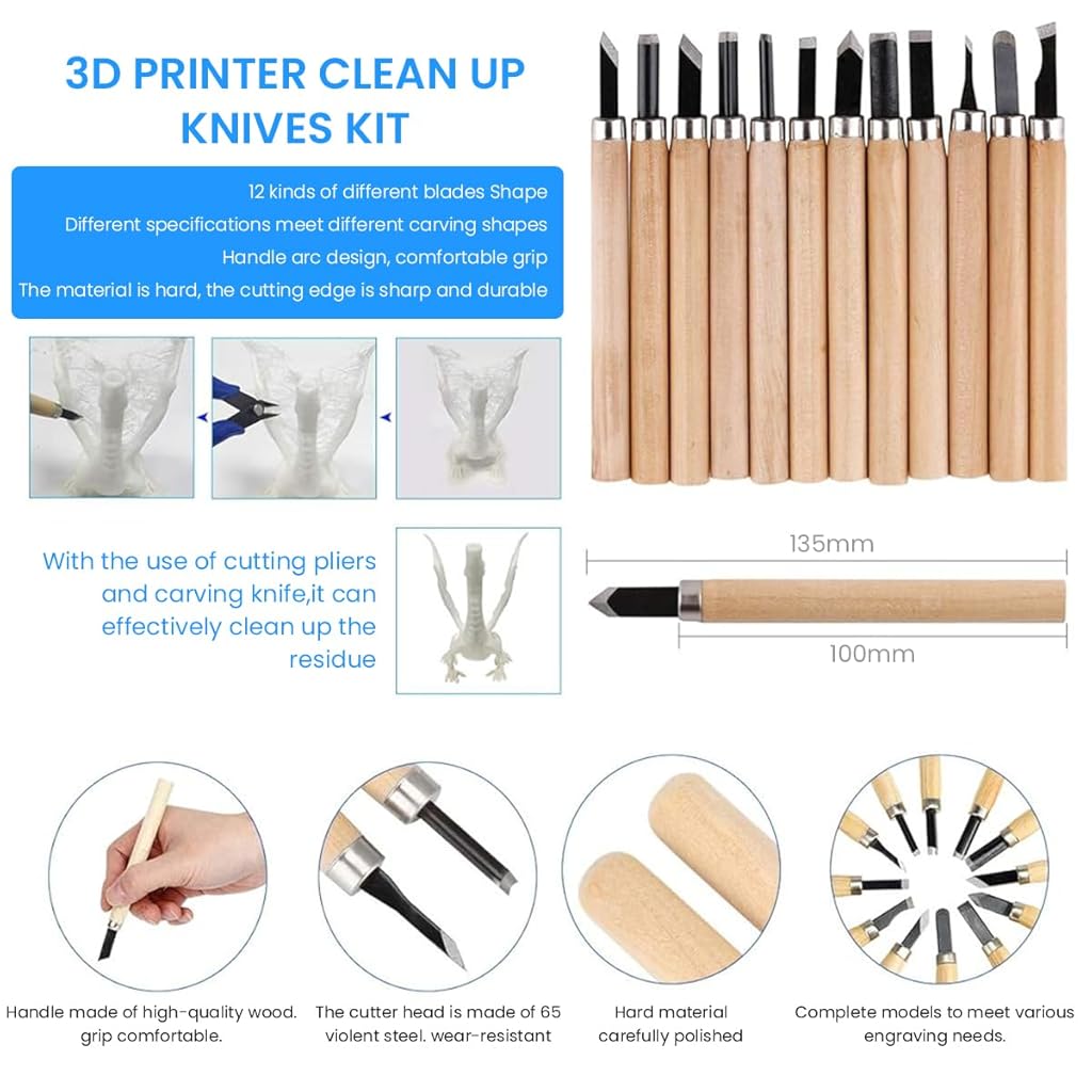 Serplex® 35pcs 3D Print Tool Accessories Kit includes Debur Tool, Cleaning, Finishing and Printing Tool, 3D Print Accessories for Cleaning, Finishing and Printing 3D Prints