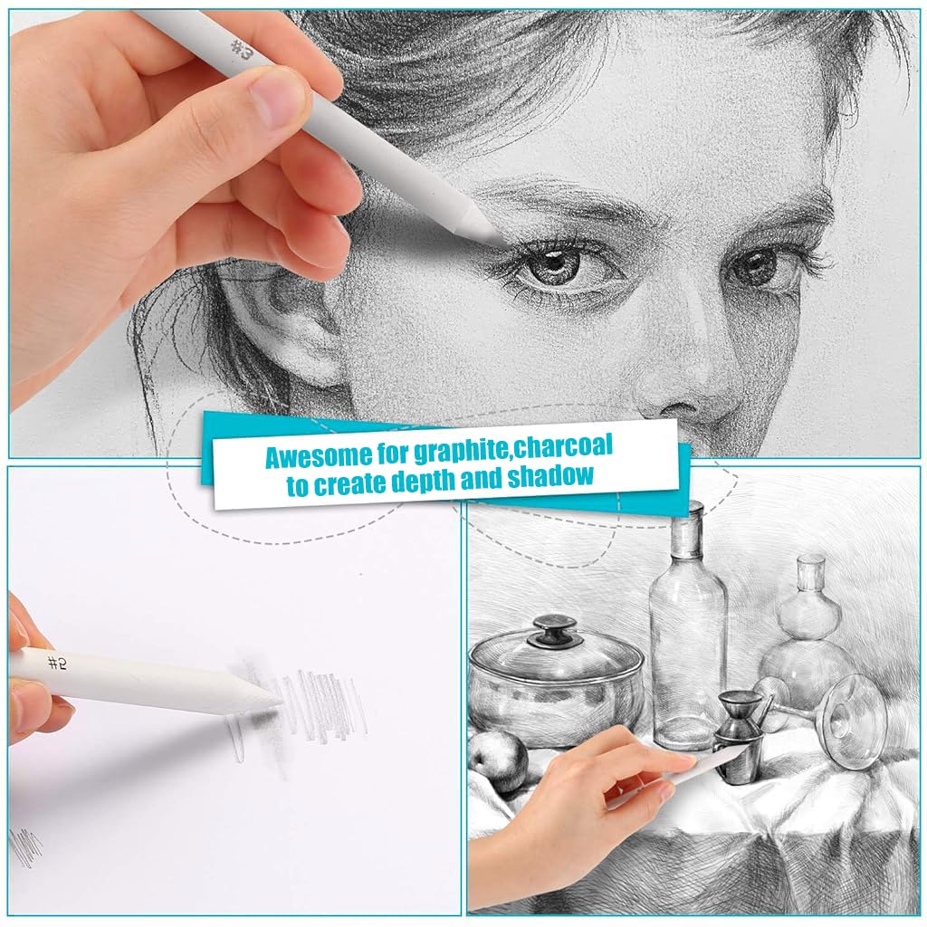 HASTHIP Sketching Kit for Drawing and Shading with 22 Pcs Tools Including 16 Blending Stumps | Soft Compressed Paper and Kneaded Erasers