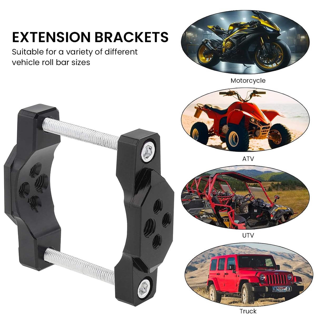 STHIRA Motorcycle Crash Guard for Handlebar or Bumper Mount with 17–32mm Adjustable Clamp | Aluminum Alloy Spotlight Bracket