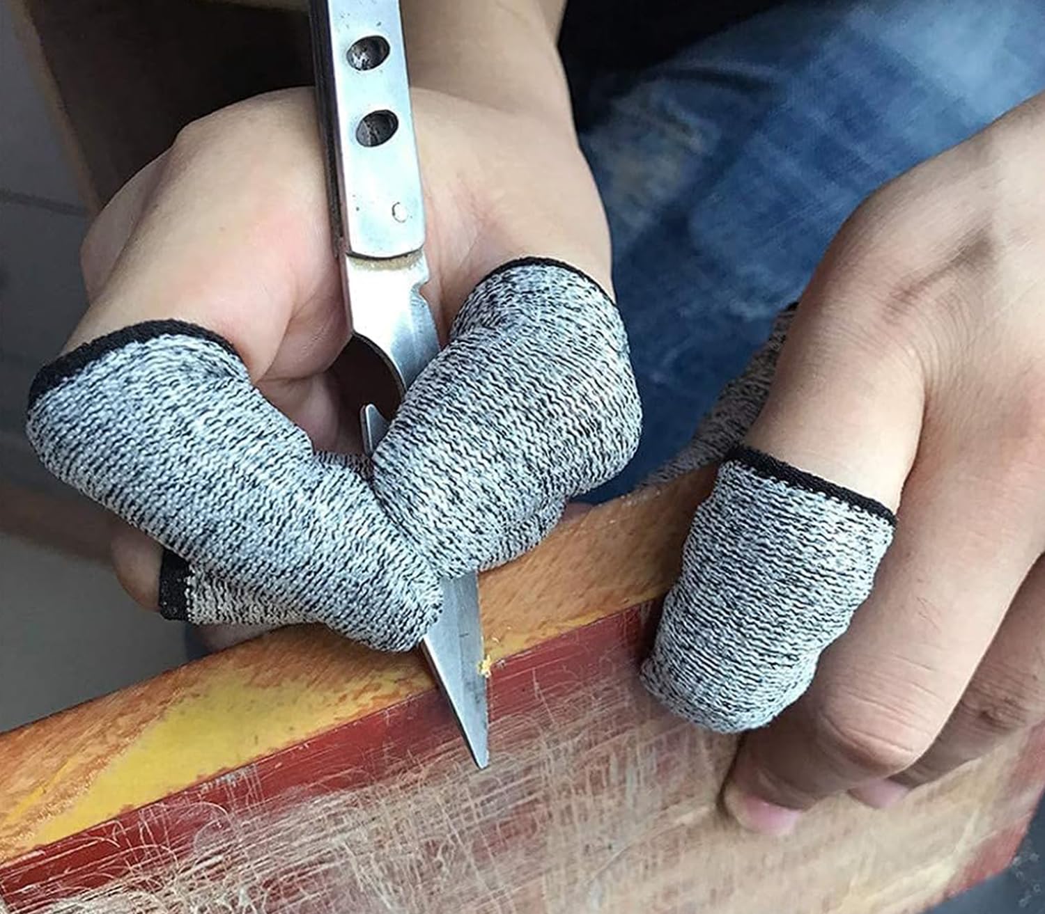 Supvox Gardening Finger Cots for Pruning and Planting featuring HPPE Cut Resistant Sleeves 10pcs