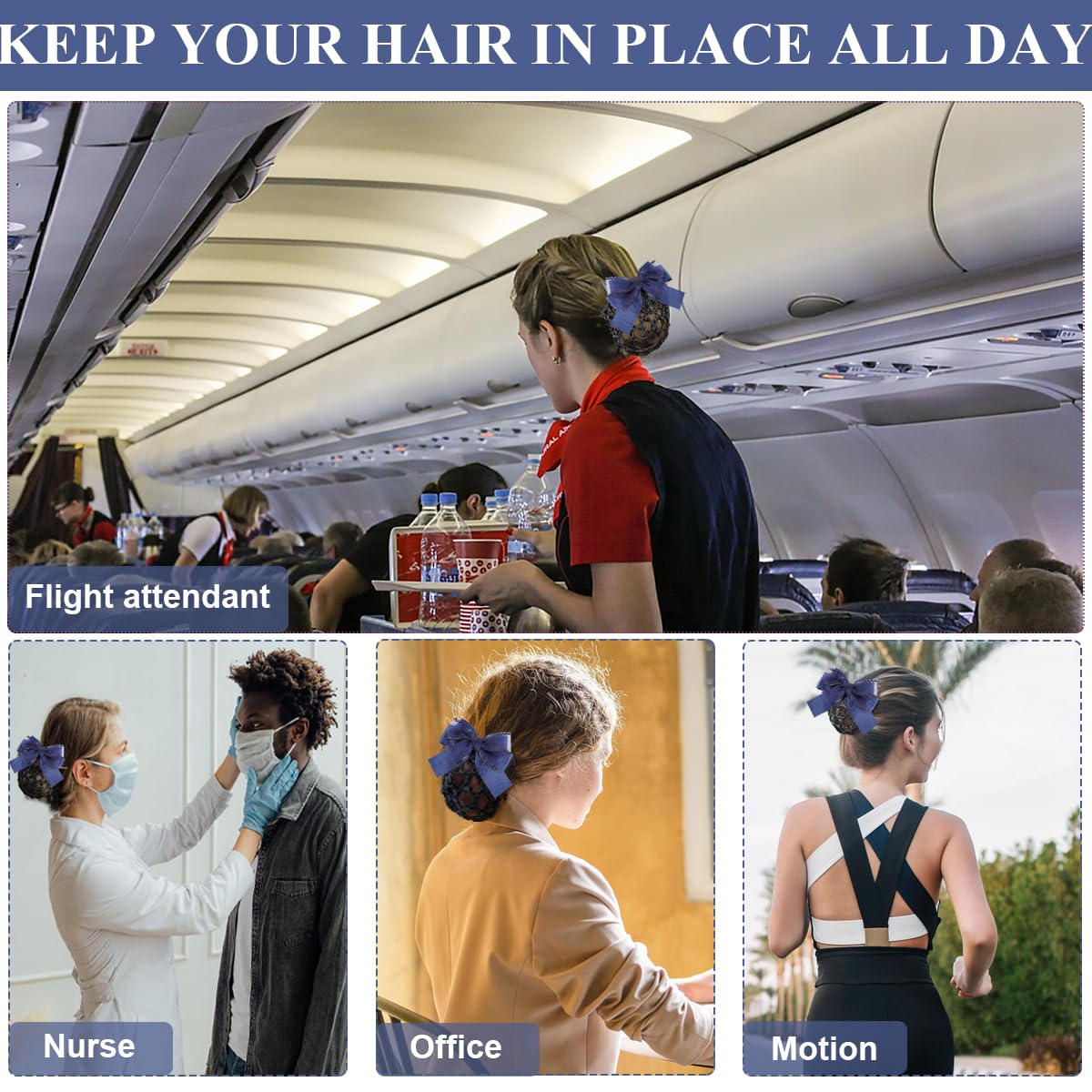 MAYCREATE Hair Buns Clip for Neat Bun Styling with Bow Net Design | Easy Everyday Use