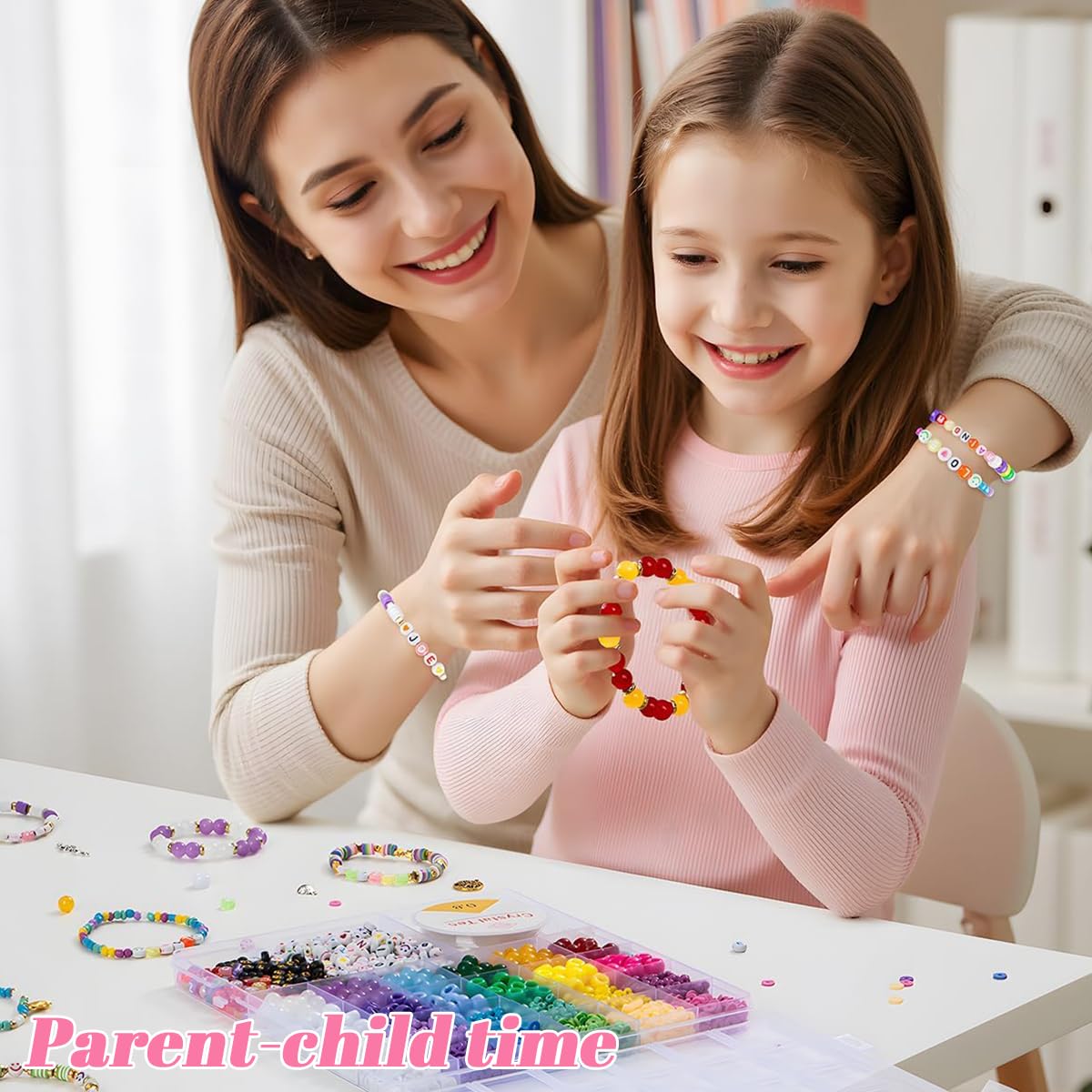 SANNIDHI Beads Kit for Bracelet Making with 24 Colors and 7 Types including Charms | DIY Jewelry Set for Kids and Adults
