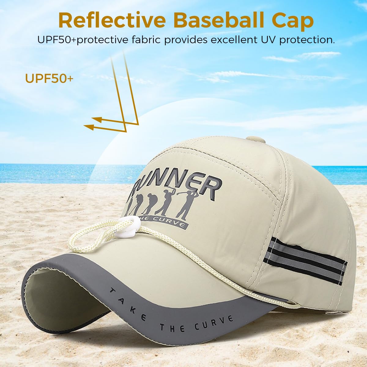 GUSTAVE Sport Baseball Cap for Outdoor Activities with 10.5cm Brim and Chin Cord | UPF50+ Sun Protection Adjustable Fit