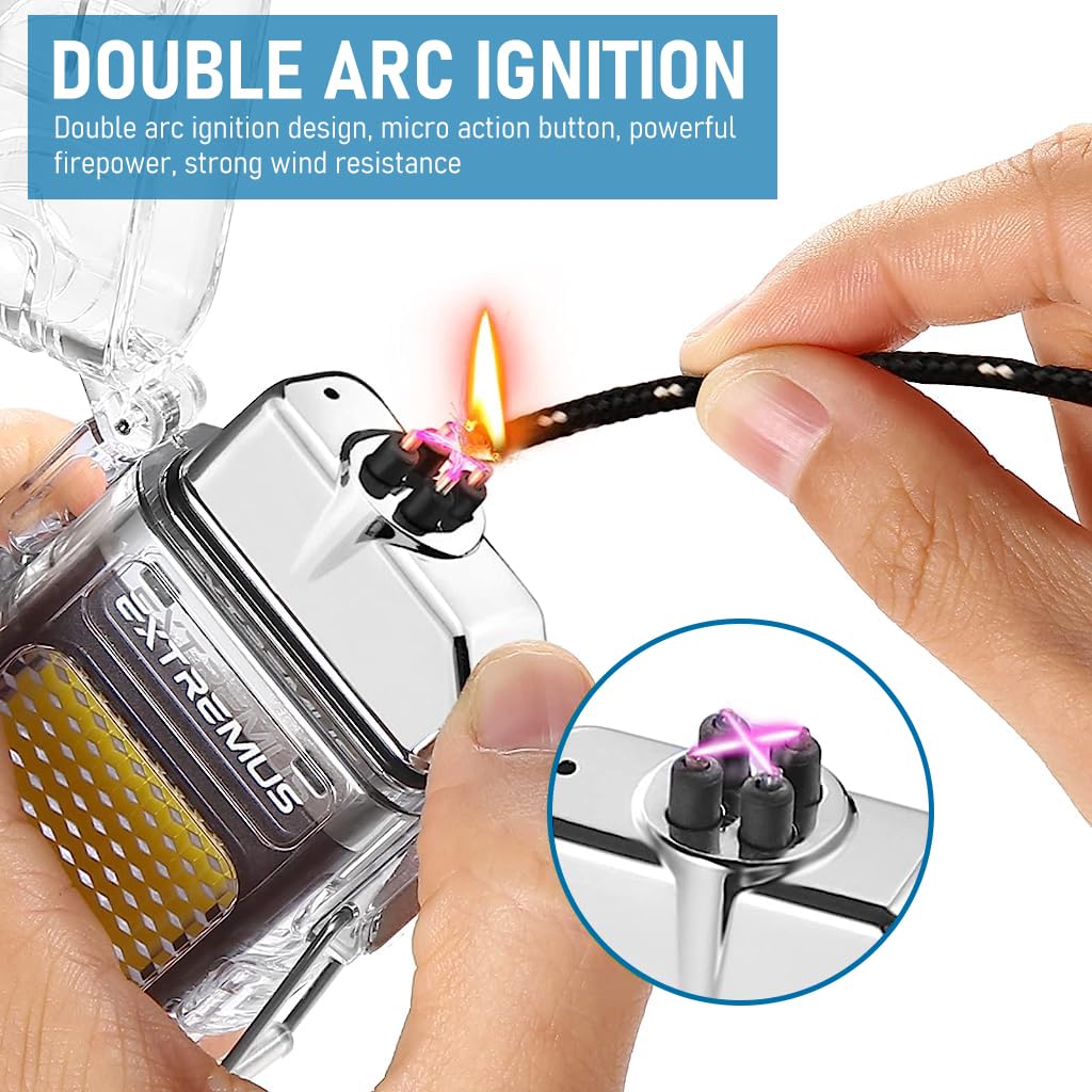 HASTHIP Waterproof Dual Arc Plasma Rechargeable Lighter with COB Lamp & Flashlight | USB Type C Windproof Lighter for Camping and Outdoor Use