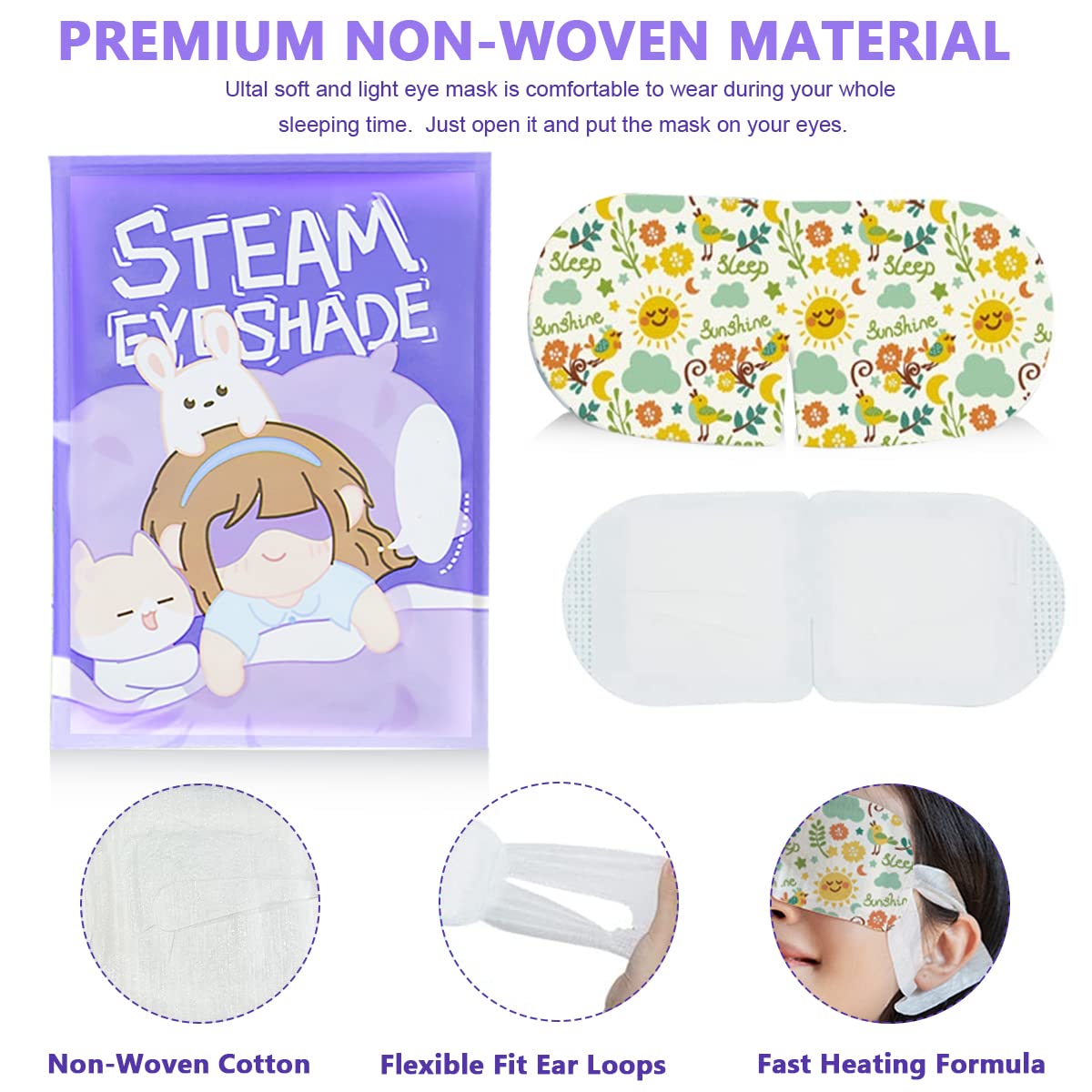 MAYCREATE Steam Sleep Eye Mask for Relaxation with V Cut Fit and 10 Pack Lavender Heat | Travel and Eye Fatigue Relief