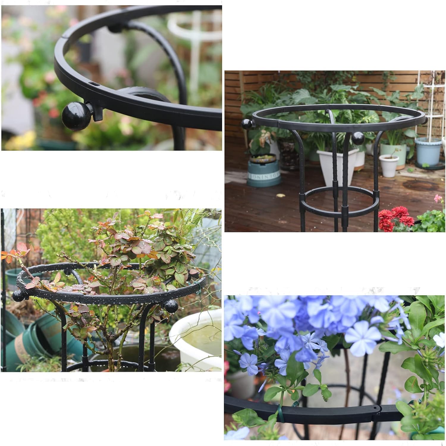 HASTHIP Metal Garden Trellis for Climbing Plants with Hollow Roof Design 90cm | Rust-Proof 3 PCS Set