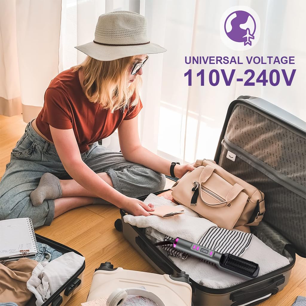 HANNEA Hair Straightener Brush with 24 Heated Teeth and PTC Heating | 80–230°C LCD Adjustable for Women