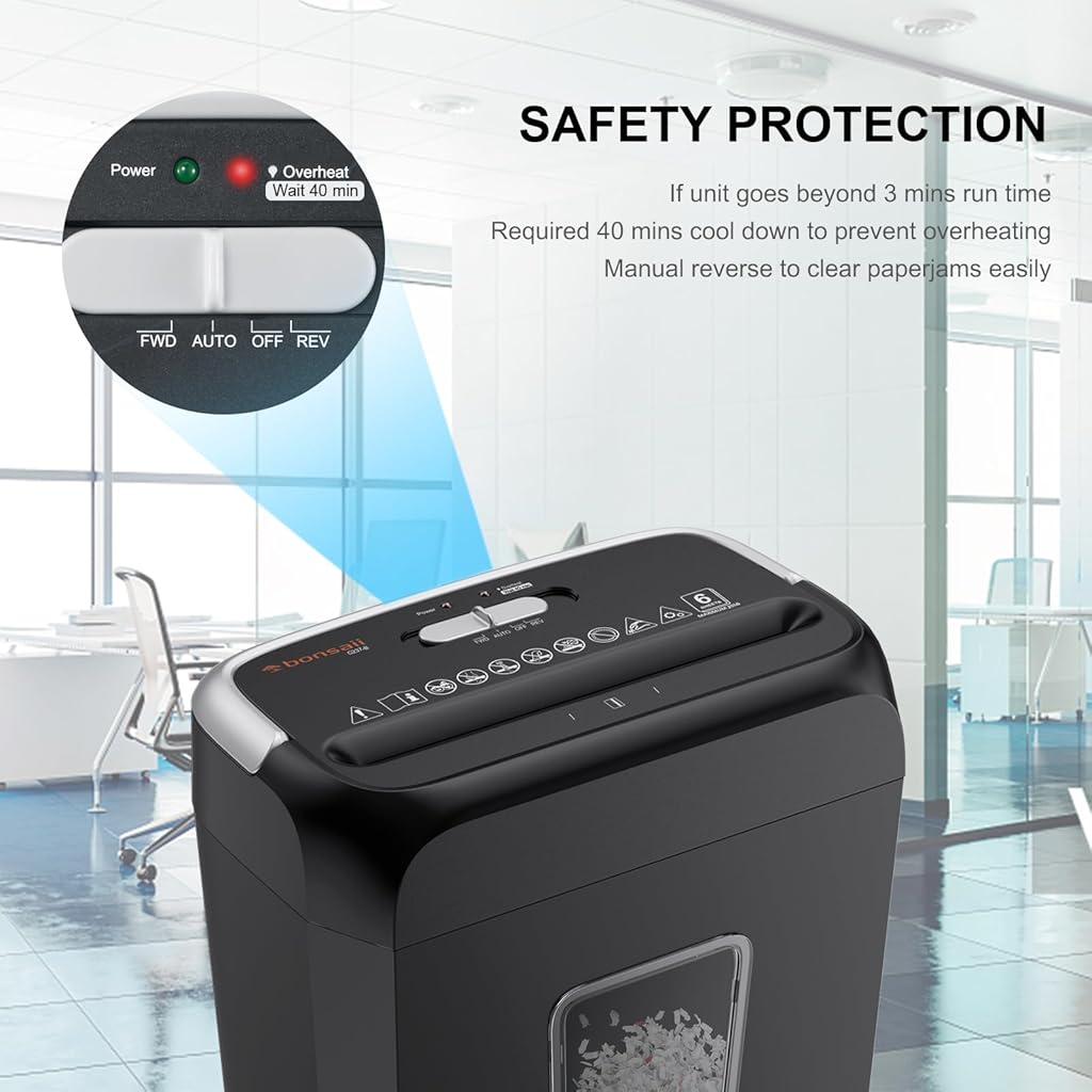 Climberty® Paper Shredder for Home Use, 3.4 Gal Wastebasket, 6-Sheet Crosscut Paper and Credit Card Shredder for Home Office with Handle for Document,Mail,Staple,Clip (C237-B)
