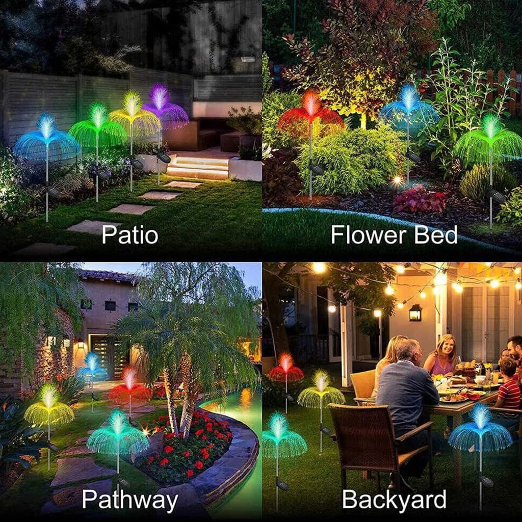ELEPHANTBOAT Solar Lights Outdoor for Garden and Yard featuring 7 Color Changing LED | 2 Pack IP65 Waterproof 27 in Fairy Jellyfish Lights