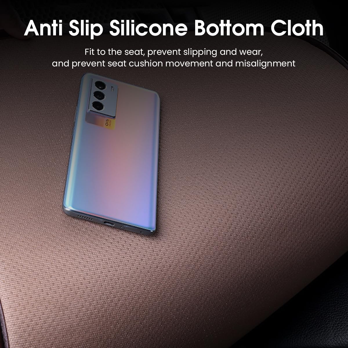 STHIRA Car Seat Cover for Summer with Non Slip Silicone Dots and Grey Polyester Fabric | Universal Fit
