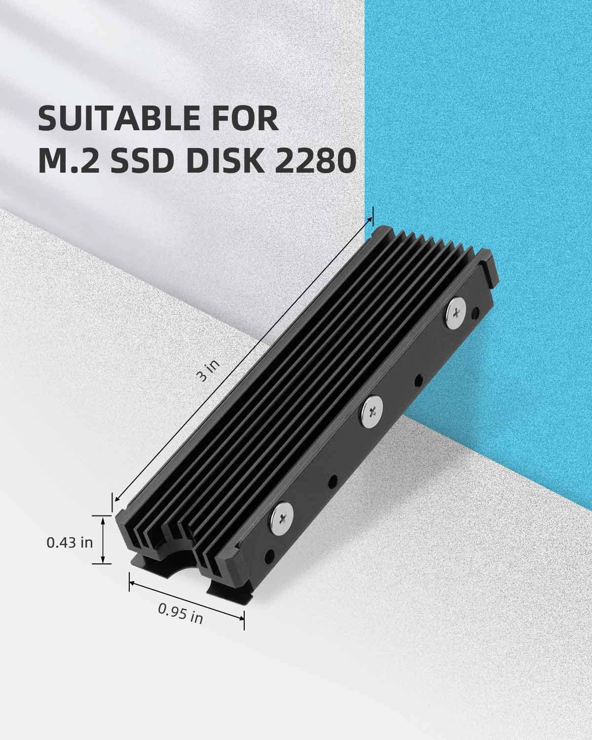 ZORBES M.2 SSD Heatsink for PC and PS5 with Double Side Cooling and 3×0.95×0.4in Pad | Aluminum