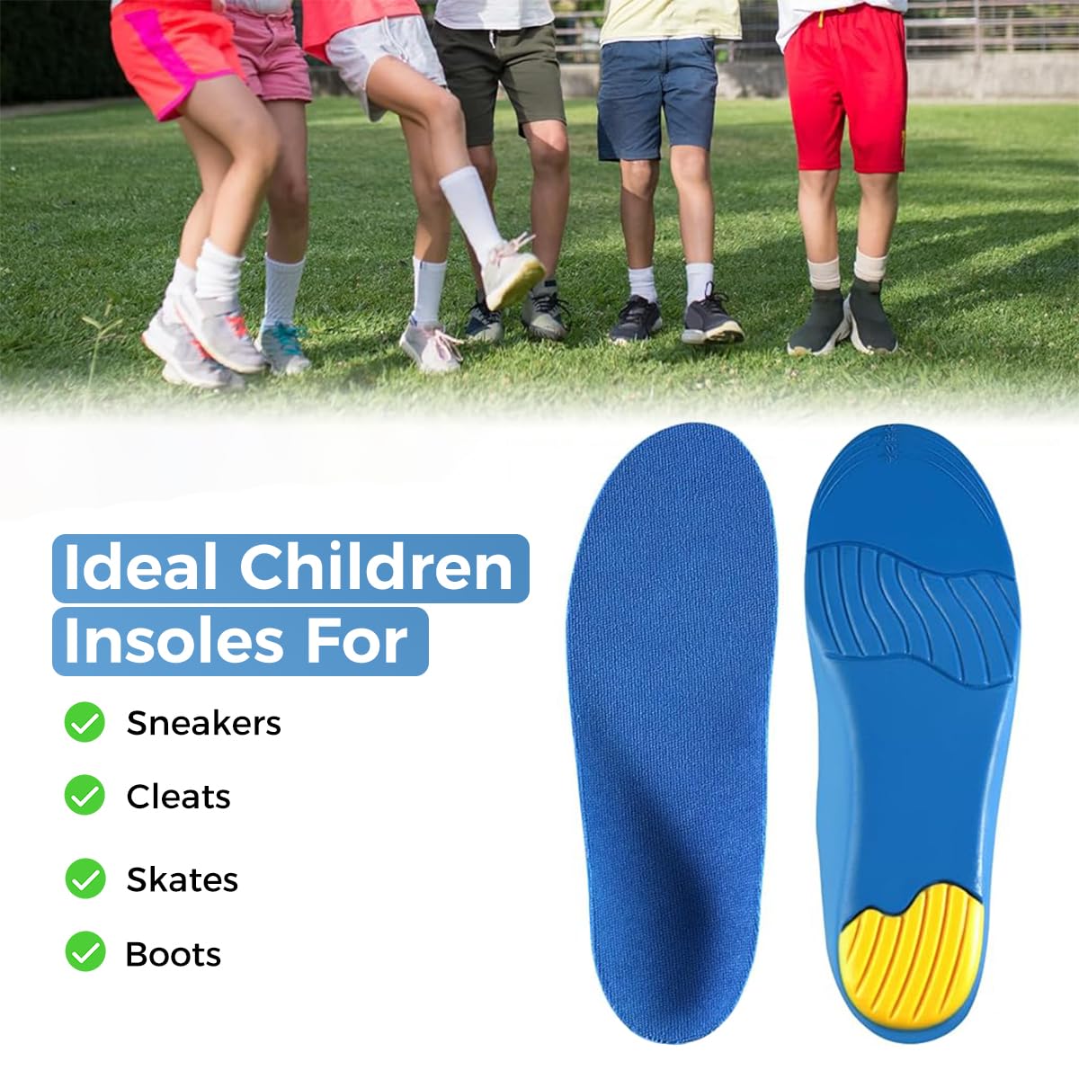 ZIBUYU Orthotic Cushioning Arch Support Shoe Insoles, Pu Foam Inserts for Flat feet, Plantar Fasciitis, Feet Heel Pain Relief, Blue