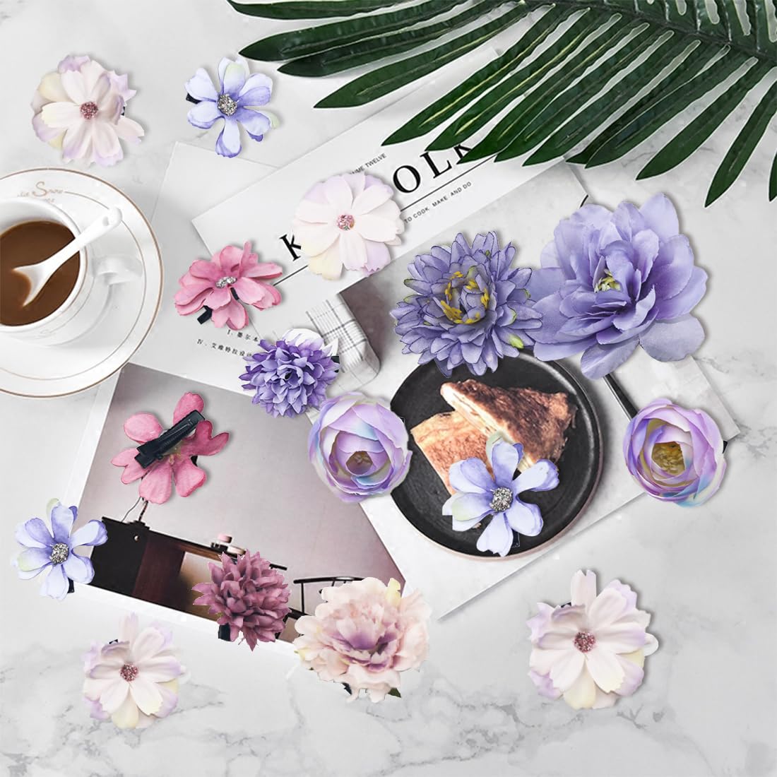 Supvox Artificial Flower Decorations for DIY Crafts featuring 18 Mixed Purple Pieces | Home Décor