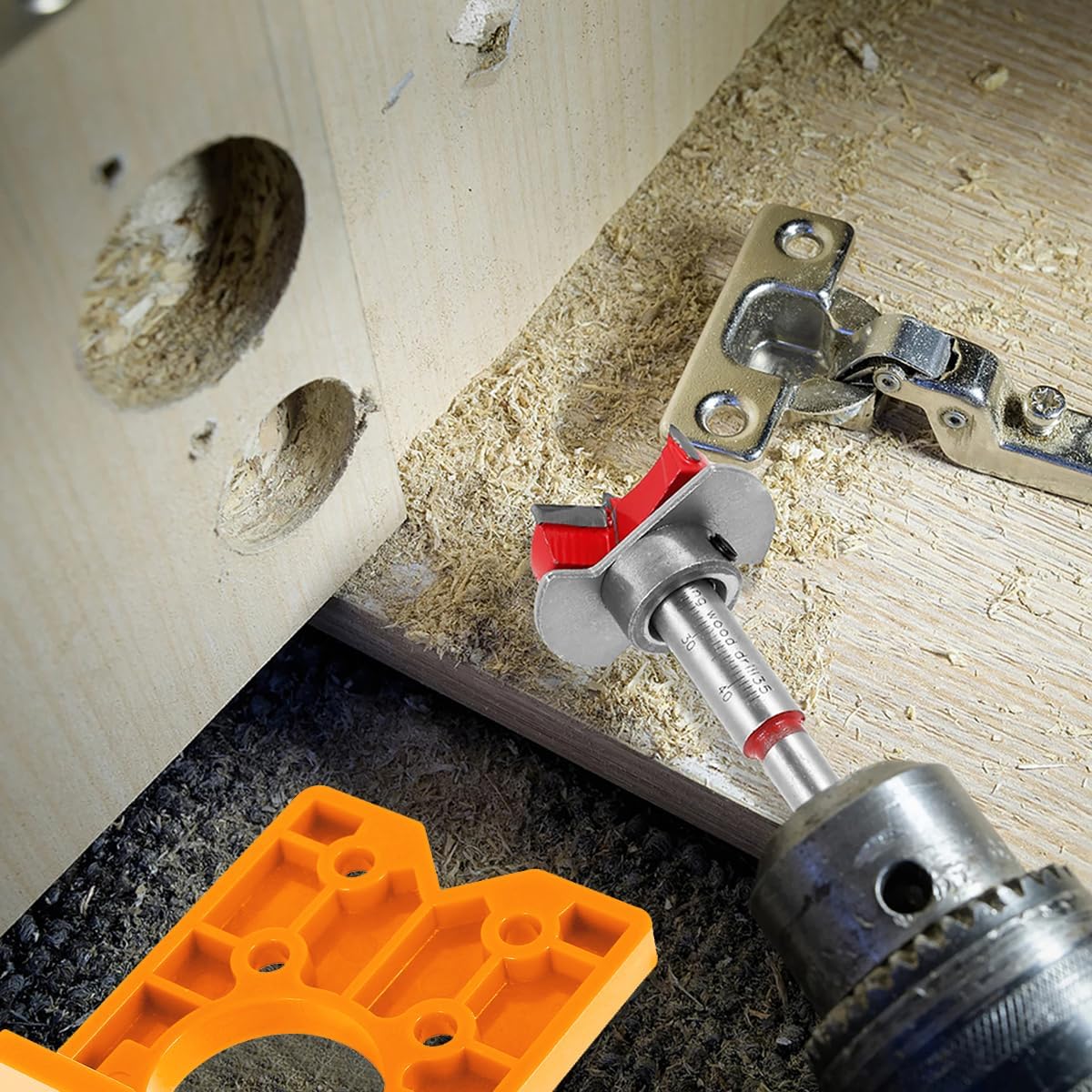 Serplex 35mm Hinge Drilling Jig Set for Wood Door and Cabinet with V Locator Guide | Metal Cutter Alignment Tool