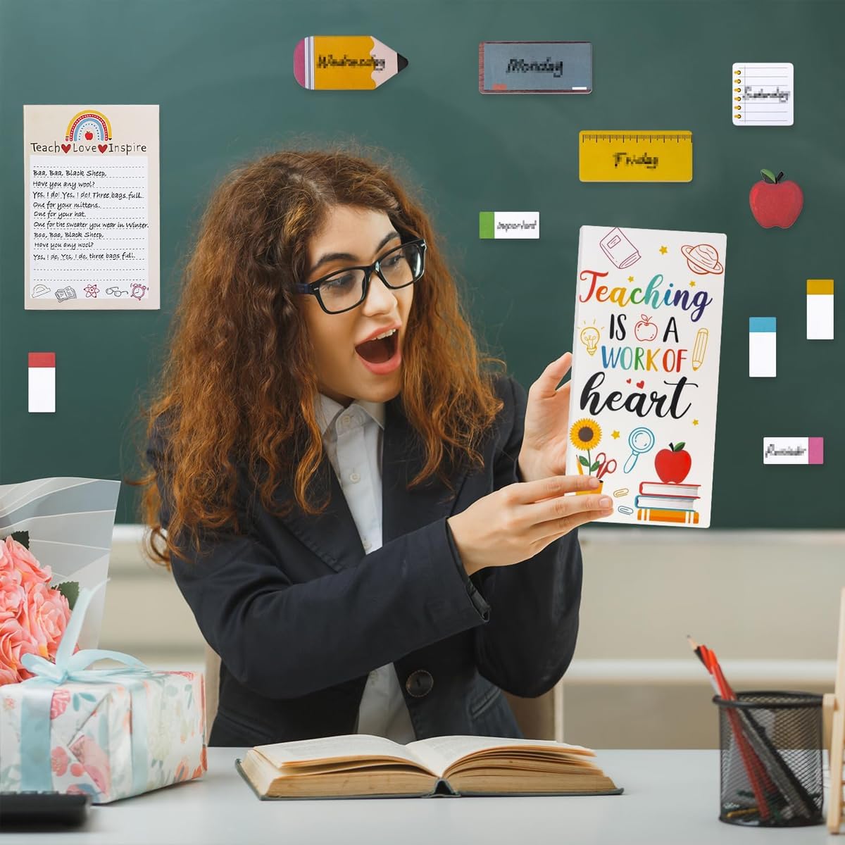 Climberty Teacher Gift Set with 3 Ballpoint Click Pens and Creative Convenience Notes | Appreciation Gift for Beloved Educators