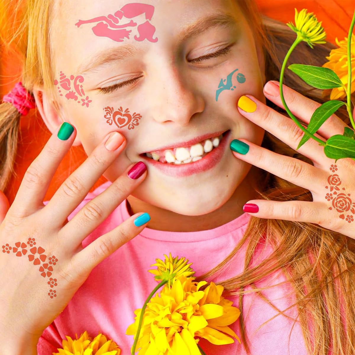 MAYCREATE Face Paint Stencils for Party and Halloween Makeup with 10 Plastic Sheets | Mermaid Butterfly and Mandala Designs