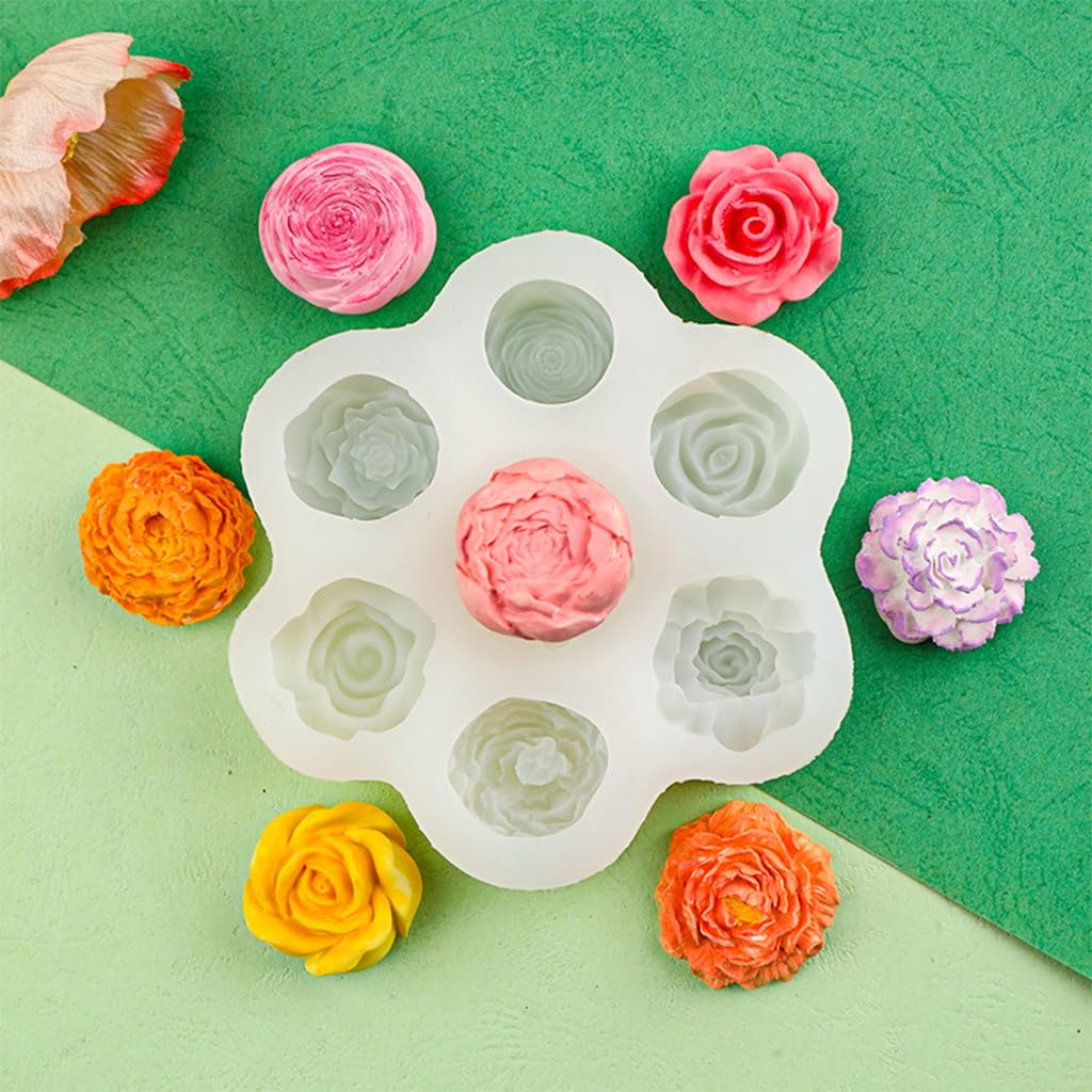 ZIBUYU 3D Candle Mould for DIY Soap and Chocolate featuring 7 Flower Chambers | Food Grade Silicone