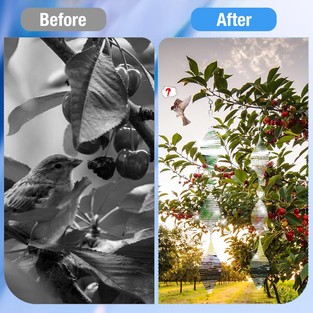 HASTHIP Bird Deterrent Reflective Hangings for Balcony and Garden featuring 45cm Rotatable Metal Spirals | Outdoor Bird Repellent Decor