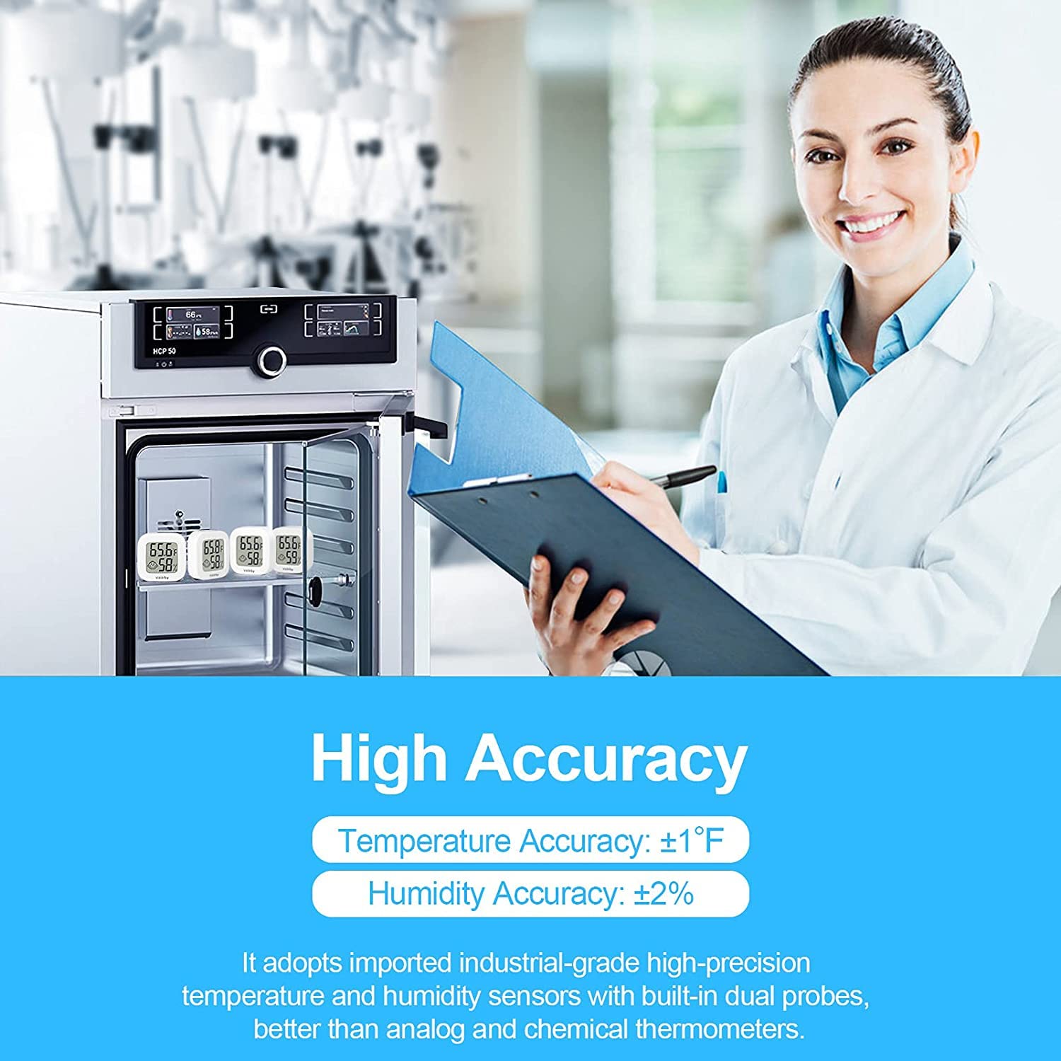 HASTHIP Mini Indoor Thermometer and Hygrometer for Home and Office with LCD Display | Accurate Temperature Range -50°C~70°C and 1%RH Humidity Sensor