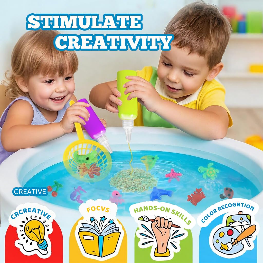 PATPAT Magic Water Elf Art Craft Kit for Kids with 4 Pigments and 6 Animal Molds | DIY Fun