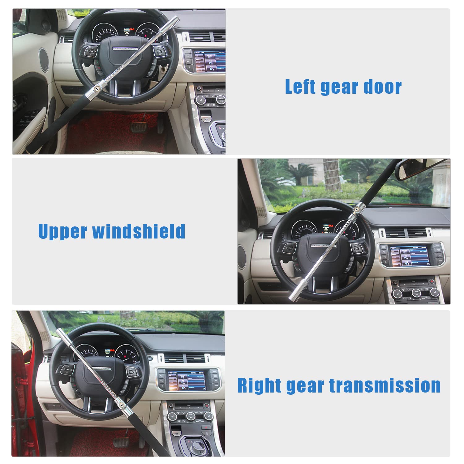 ELEPHANTBOAT Car Steering Wheel Lock for Auto Truck SUV with 3 Keys and Retractable Steel | Adjustable 6.7–10.4 in Design featuring Soft Foam Handle