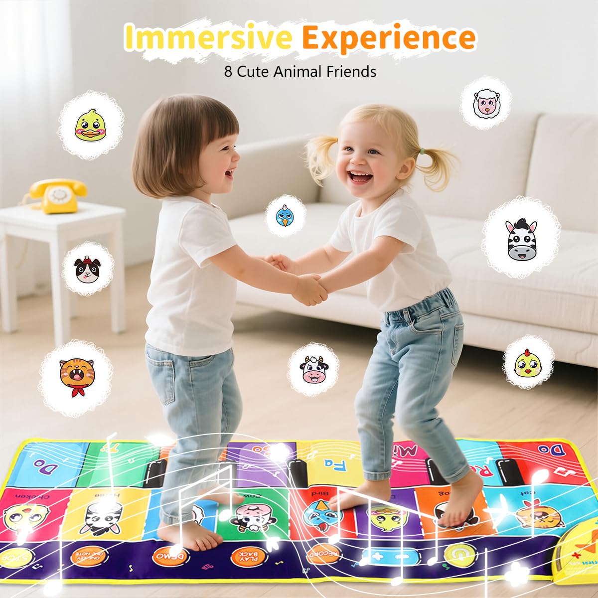 PATPAT Piano Keyboard Musical Mat for Kids with 8 Animal Sounds and 6 Modes | 27.56x11.81 in