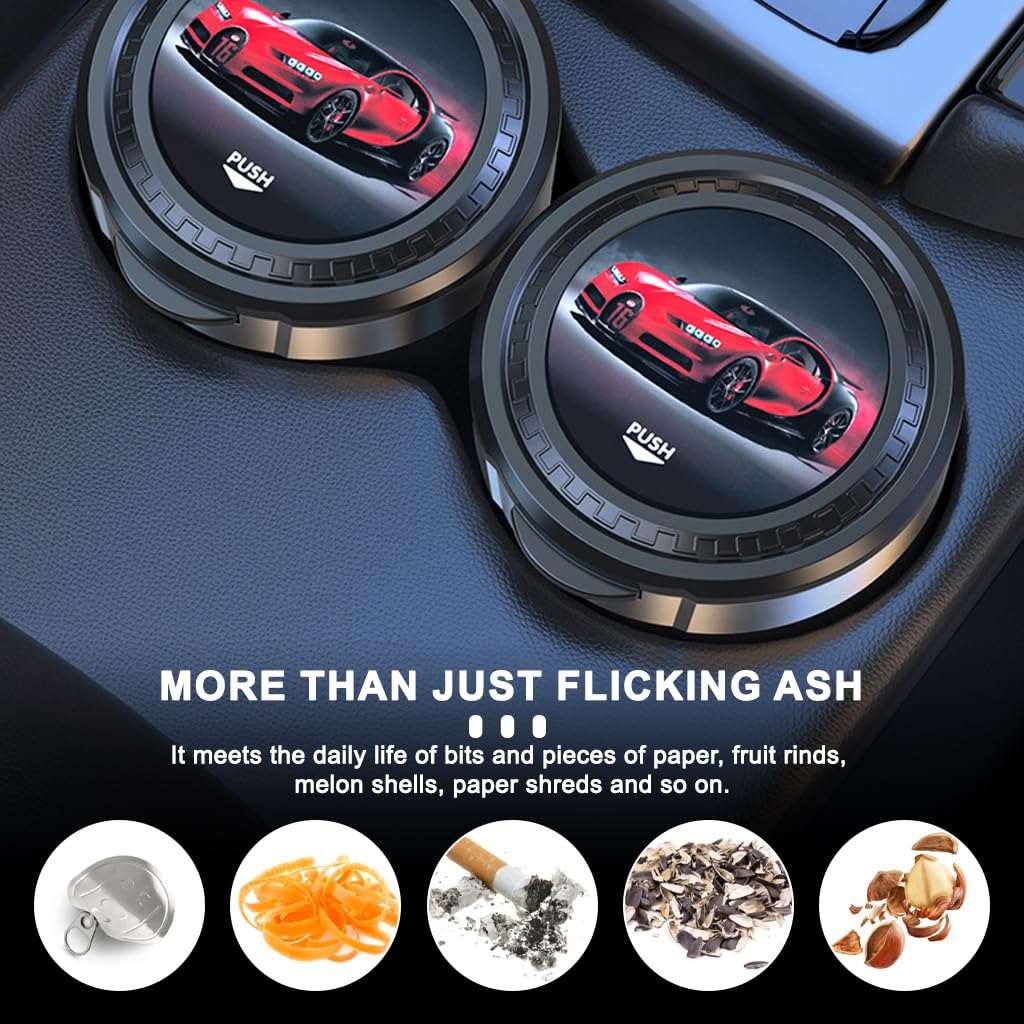 STHIRA Car Ashtray for Vehicle Use with One-Touch Flip Lid and Light | Stainless Steel Liner