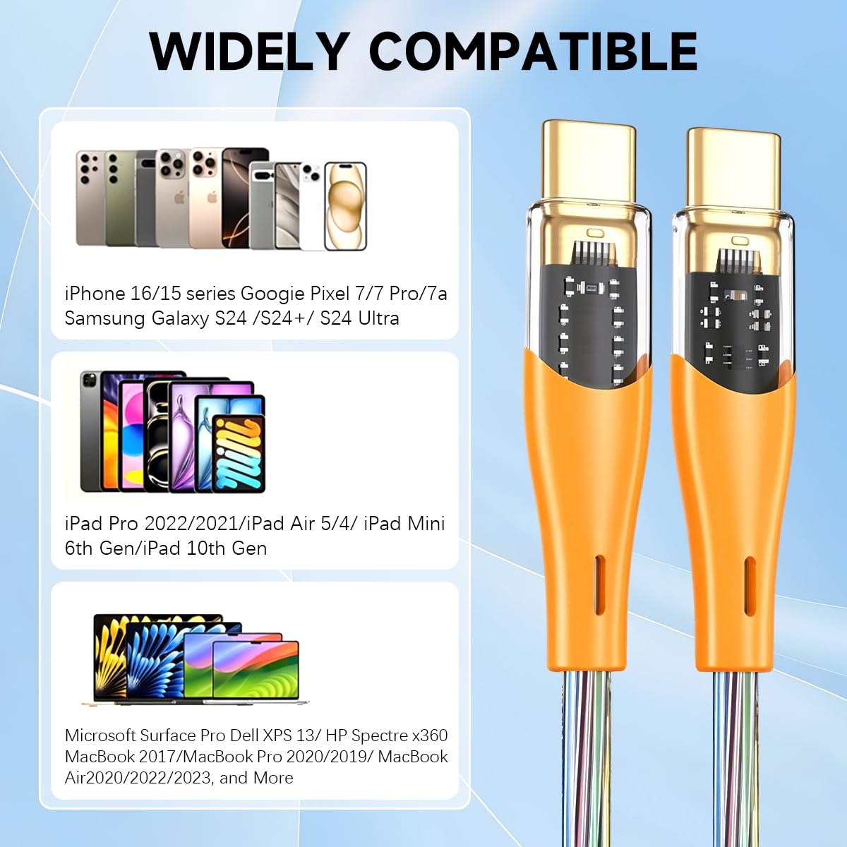 Verilux 2 in 1 Hard Disk Cable 1.6 ft for External Drives with USB C/A to Micro B | Nylon Braided