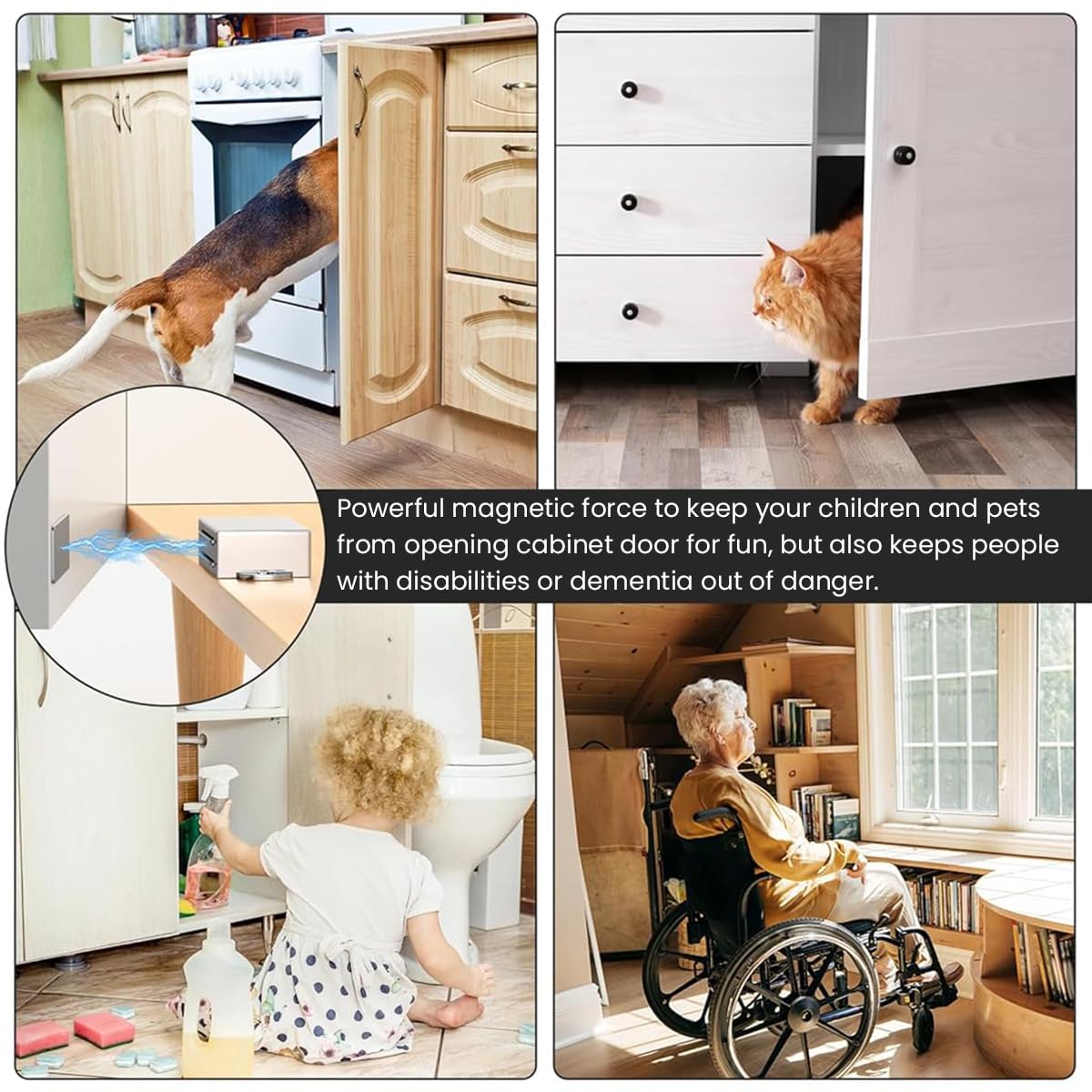 Serplex Cabinet Door Catches for Cabinets and Closets featuring Strong Magnet | 4Pcs Brushed Stainless Steel