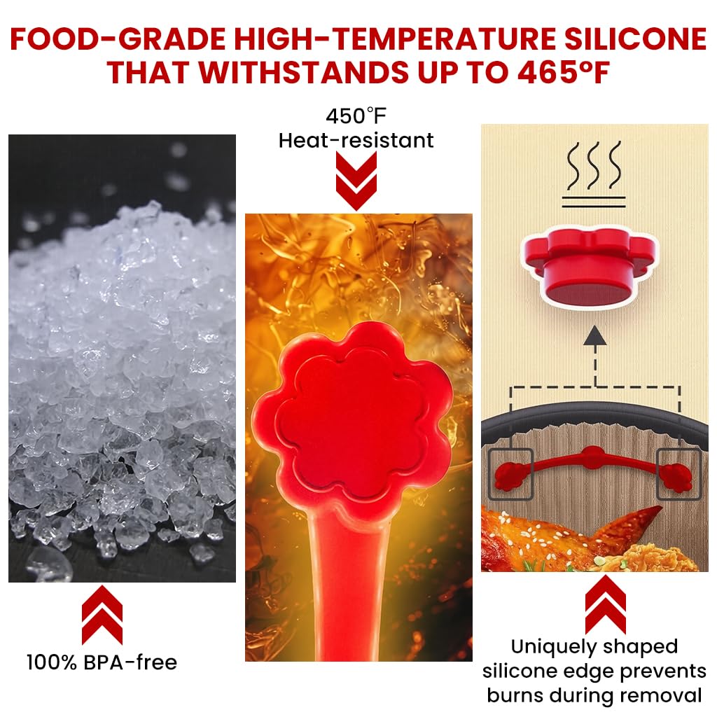 Supvox Magnetic Silicone Grips for Air Fryer Liners with Heat‑Resistant Retainer Clips | Reusable Cooking Accessories