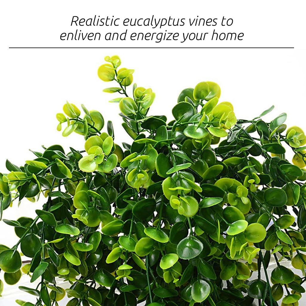 Supvox Artificial Hanging Eucalyptus Vine for Home and Garden Decor with 31.4 in Plastic Leaves | Realistic Evergreen Look
