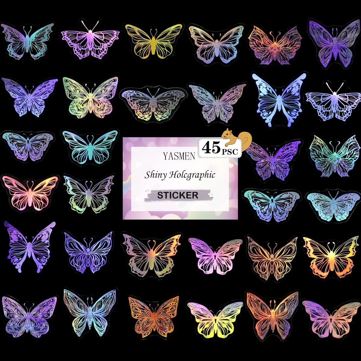 HASTHIPA Vintage Butterfly Stickers for Scrapbook with Hot Stamping Effect | 45 pcs PET Self-Adhesive Decals