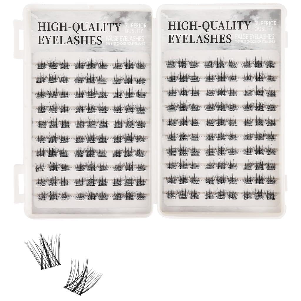 HANNEA® 180PCS Self Adhesive Eyelashes Eye Lashes for Women, Natural Lash Clusters Eyelash Extensions Invisible Band Individual Lashes C-Curly DIY Lash Extension