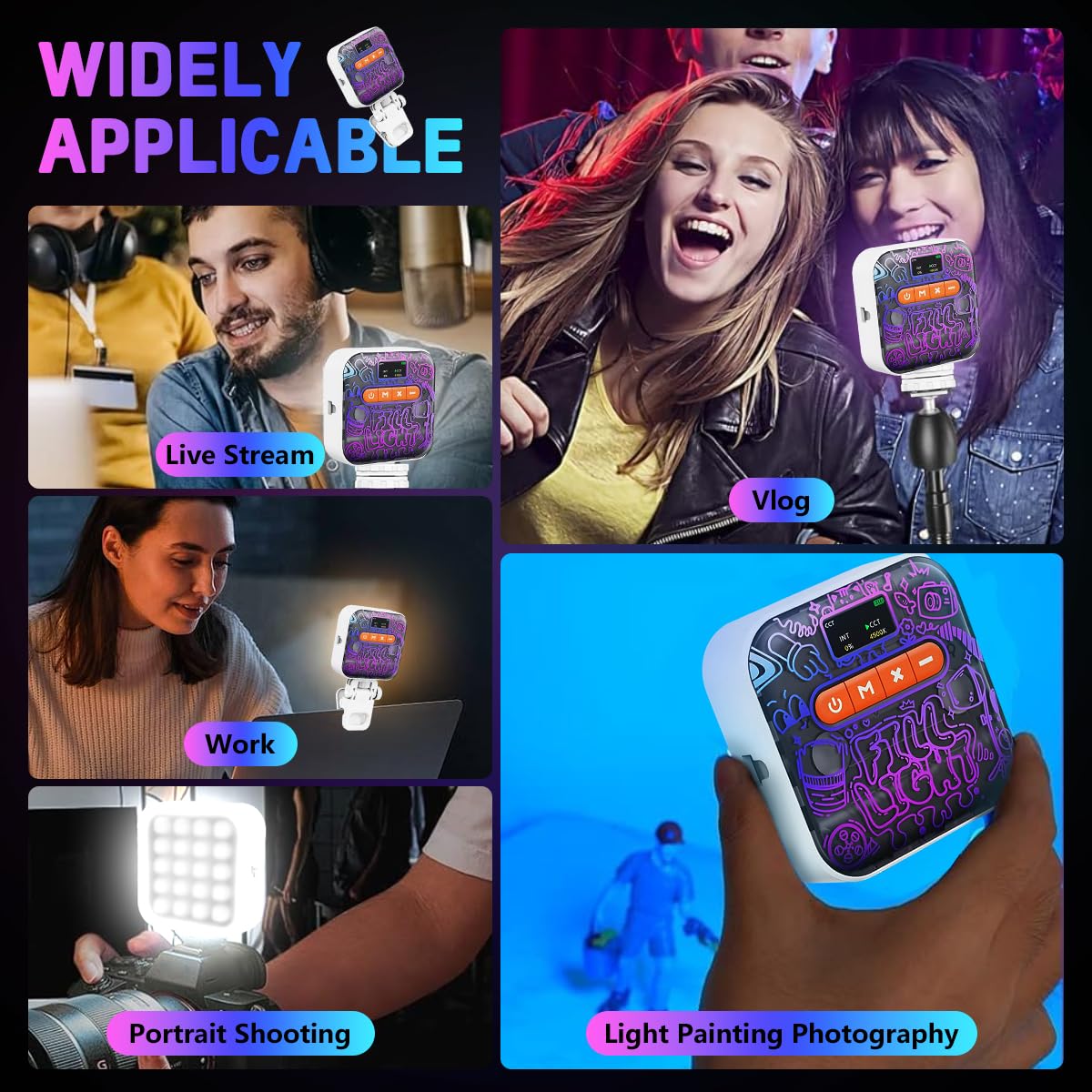 ELEPHANTBOAT RGB Light for Phone and Camera Photography with 2000mAh Battery | Magnetic Mount