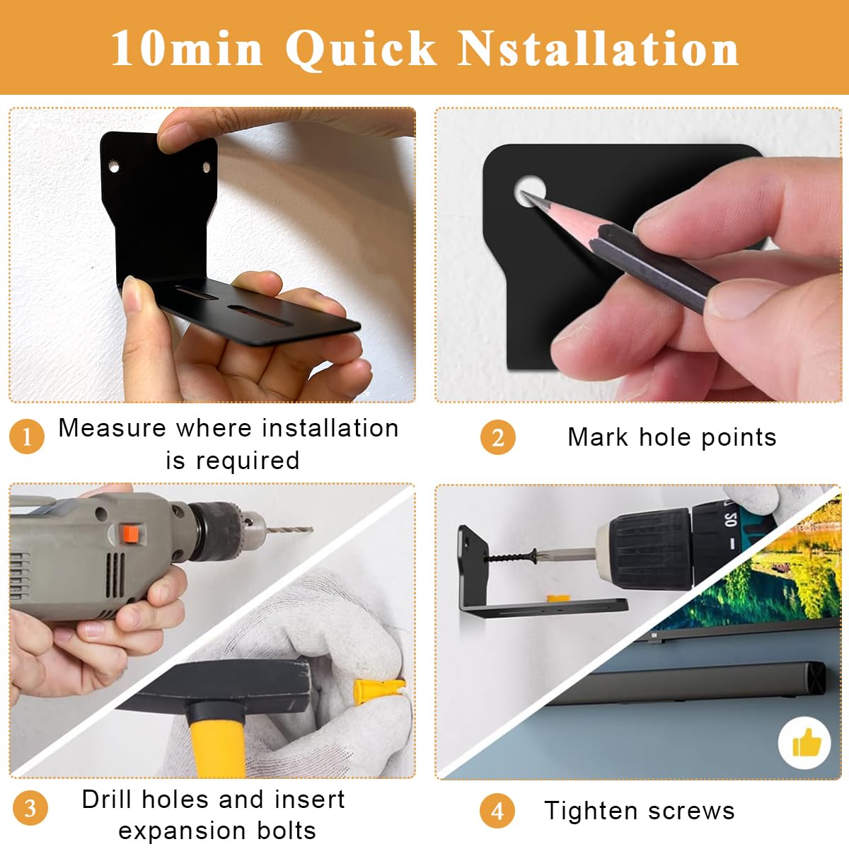 HASTHIP Sound Bar Wall Mount for Home Theater | Dual Bracket with 30 lb Capacity and 3.5 in Steel Holders