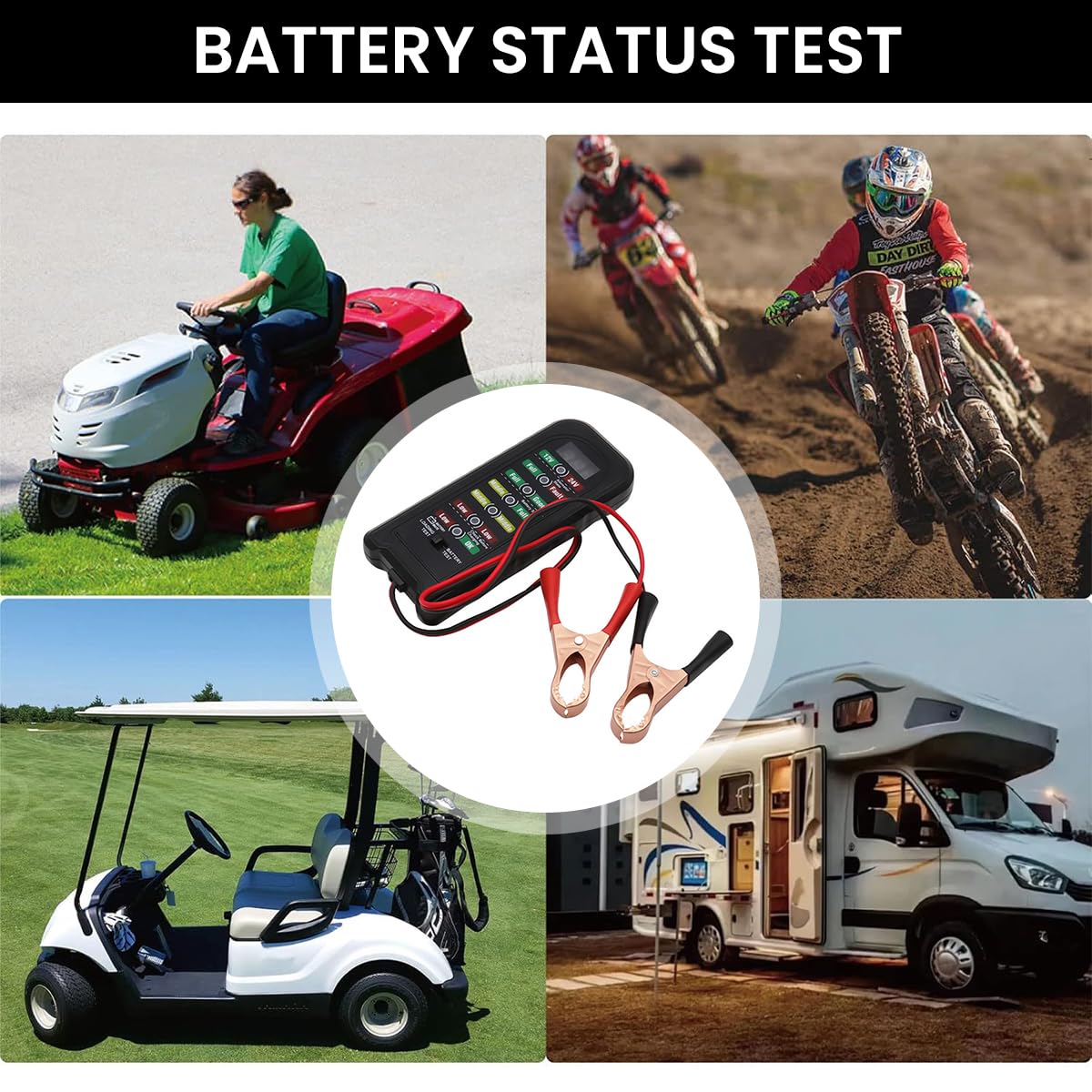 Serplex Car Battery Tester for 12V 24V Vehicles with LED Indicators and Reverse Protection