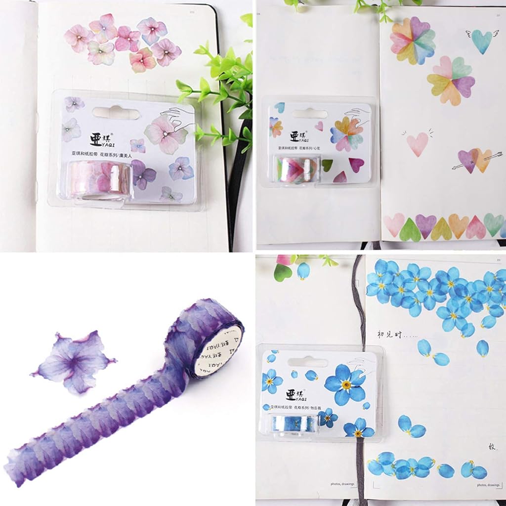 HASTHIP® 4 Roll Creative Flower Petal Washi Tape Masking Decorative Decals DIY Stickers for Scrapbooking Diary Bullet Journal Planner 200 Petals/Roll Purple 18.7 x 10.7 x 3.8 cm 2PCS