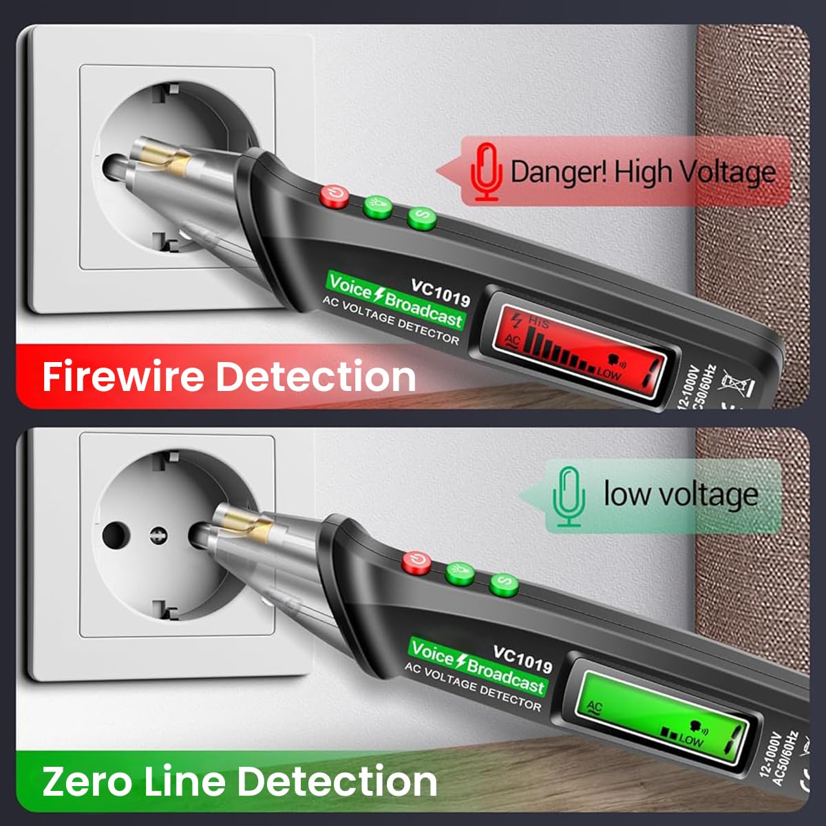 Serplex Voltage Multimeter for Electrical Testing with LCD Display and Red Laser Locator AC 12V-1000V
