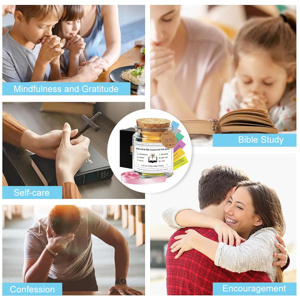 HASTHIP Bible Verse Jar with 90 Colored Notes for Daily Inspiration and Spiritual Guidance | Elegant Glass Gift for Faith and Positivity