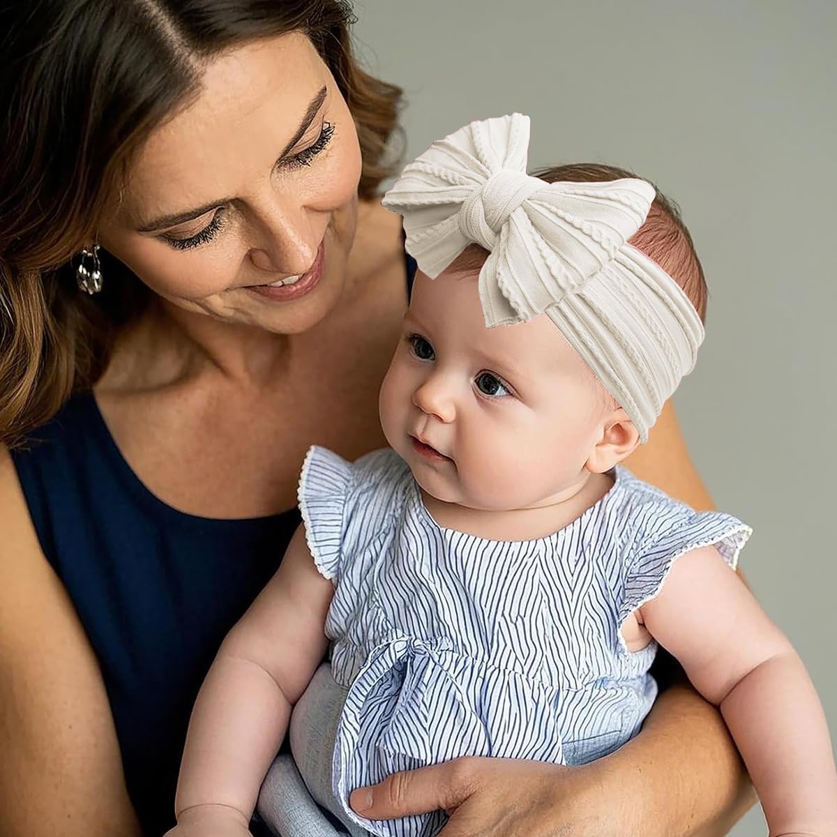 SNOWIE SOFT Hair Bands for Baby Girls featuring 3Pcs Nylon Knotted Bow Set in 3 Colors
