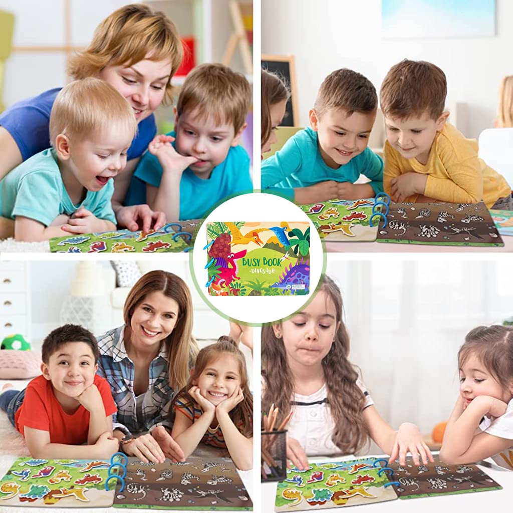 PATPAT Montessori Busy Book for Kids with 10 Learning Themes and Dinosaur Stickers | Educational Toy for Toddlers 1–3