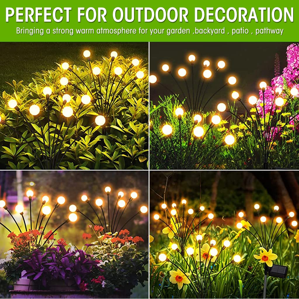 ELEPHANTBOAT Solar Garden Lights for Outdoor Decoration with 8 LEDs & IP65 Waterproof | 2 Pack