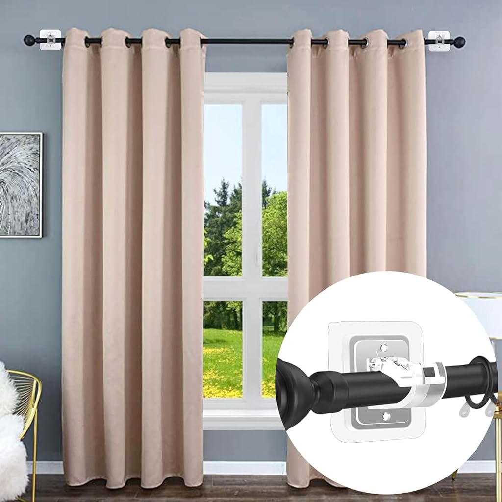 ZIBUYU® 6Pcs Window Curtain Rod Brackets for 2mm Dia Rods, No Drill Strong Adhesive Curtain Rod Supports, Snap Closure Rod Mounting Brackets, Multi Use Clear Pole Brackets for Room, Bathroom, Kitchen